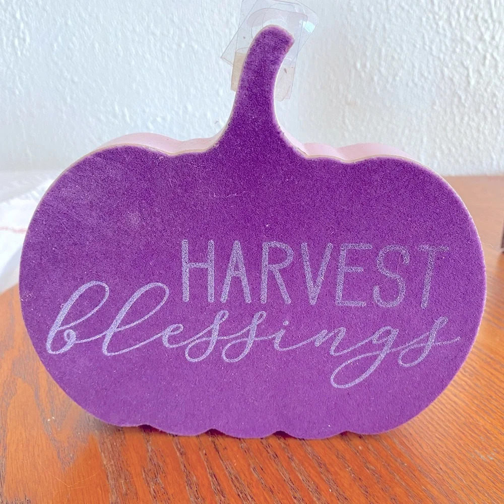 Harvest Blessings Velour Block Decor